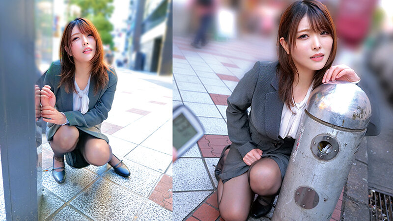 「【素人OL】美乳ビジネススーツ美女が野外露出で羞恥プレイ！リモコンバイブお散歩で絶頂連発」のサンプル画像1枚目