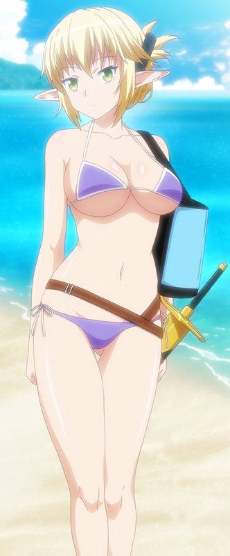 「【巨乳水着美女】エルフ騎士コスプレ美女のパイズリ＆フェラご奉仕で中出し交配【一日恋人】」のサンプル画像1枚目