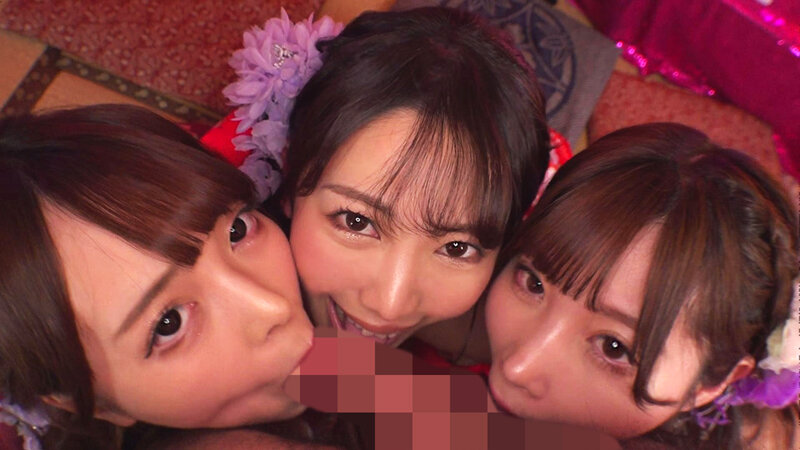 「弥生みづき・蘭々・百瀬りこの巨乳痴女が浴衣姿で中出しご奉仕！極上遊郭ハーレム」のサンプル画像14枚目