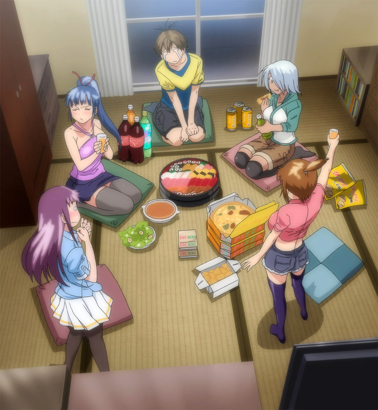 「【OVAじょしラク！＃5】巨乳女子校生とのハーレム中出しシーンが話題のアニメ作品」のサンプル画像1枚目